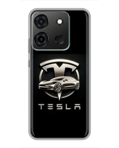 Чохол для Infinix Smart 7 з картинкою «Tesla — срібне авто»