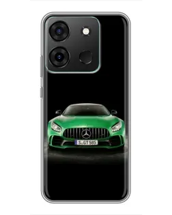 Чехол для Infinix Smart 7 с картинкой «Mercedes — неоновый лого»