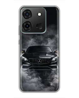 Чехол для Infinix Smart 7 с картинкой «Mercedes в дыму»