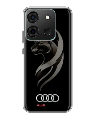 Чехол для Infinix Smart 7 с картинкой «Графика — пантера и Audi»