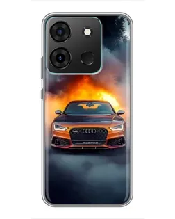 Чохол для Infinix Smart 7 з картинкою «Audi у вогняному диму»