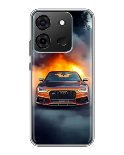 Чехол для Infinix Smart 7 с картинкой «Audi в огненном дыму»