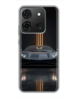 Чохол для Infinix Smart 7 з картинкою «Lamborghini золоті лінії»