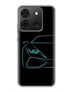 Чохол для Infinix Smart 7 з картинкою «Блакитний силует Lamborghini»
