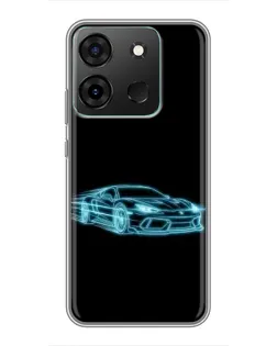 Чохол для Infinix Smart 7 з картинкою «Неоновий контур Lamborghini»