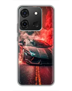 Чохол для Infinix Smart 7 з картинкою «Lamborghini червоний дим»
