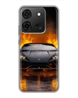 Чохол для Infinix Smart 7 з картинкою «Lamborghini у вогні»