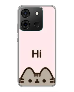 Чехол для Infinix Smart 7 с картинкой «Пушин говорит Hi»