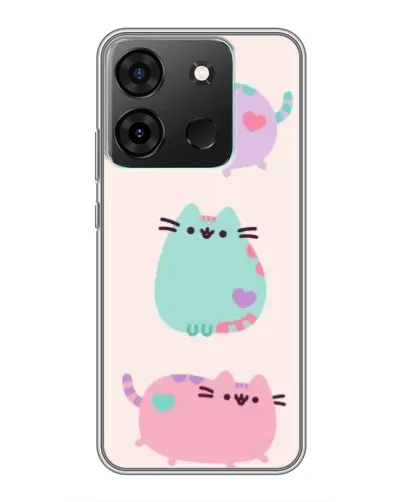 Чехол для Infinix Smart 7 с картинкой «Pusheen трио»
