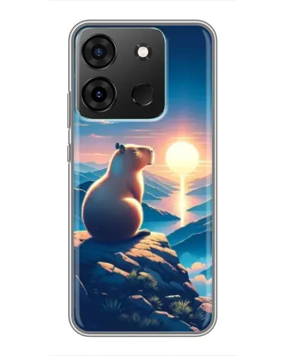 Чохол для Infinix Smart 7 з картинкою «Захід сонця з капібарою»