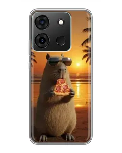 Чохол для Infinix Smart 7 з картинкою «Капібара з піцою»
