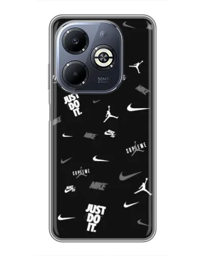 Чехол для Infinix Smart 8 Plus с картинкой «Nike Black Pattern»