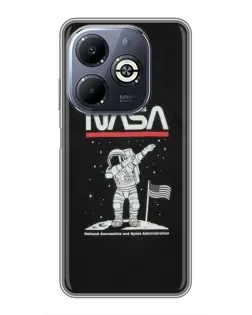 Чехол для Infinix Smart 8 Plus с картинкой «NASA — шагаем по Луне»
