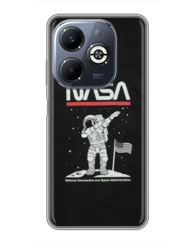 Чехол для Infinix Smart 8 Plus с картинкой «NASA — шагаем по Луне»