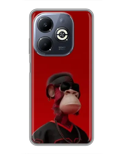 Чехол для Infinix Smart 8 Plus с картинкой «Bored Ape в красном»