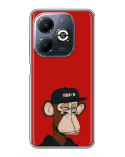 Чехол для Infinix Smart 8 Plus с картинкой «Bored Ape — красный фон» Чехол для Infinix Smart 8 Plus с картинкой «Bored Ape — красный фон»