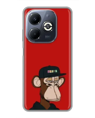 Чехол для Infinix Smart 8 Plus с картинкой «Bored Ape — красный фон»