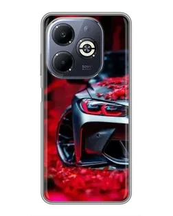 Чохол для Infinix Smart 8 Plus з картинкою «Спортивна BMW та квіти»