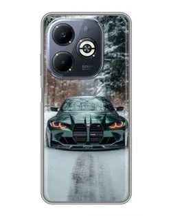 Чохол для Infinix Smart 8 Plus з картинкою «BMW у зимовому лісі»