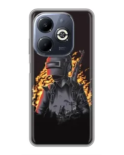 Чехол для Infinix Smart 8 Plus с картинкой «PUBG — огненный силуэт»
