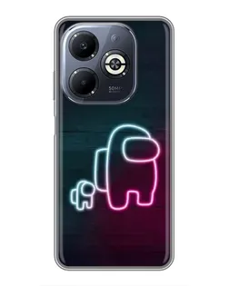 Чехол для Infinix Smart 8 Plus с картинкой «Among Us неон-арт»