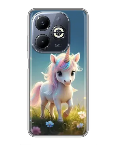 Чехол для Infinix Smart 8 Plus с картинкой «Единорог на поляне»