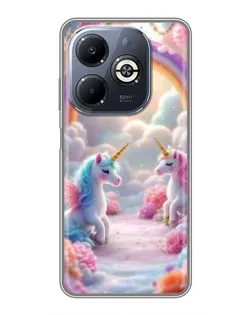 Чехол для Infinix Smart 8 Plus с картинкой «Радуга и единороги»