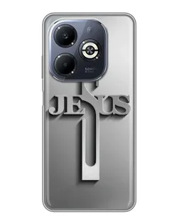 Чехол для Infinix Smart 8 Plus с картинкой «Металлический крест Jesus»
