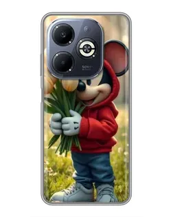 Чехол для Infinix Smart 8 Plus с картинкой «Микки с тюльпанами»