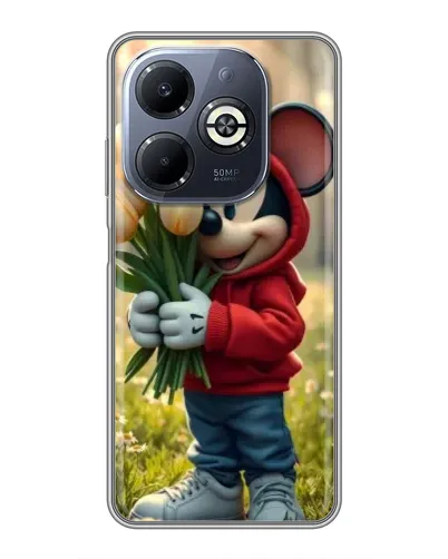 Чехол для Infinix Smart 8 Plus с картинкой «Микки с тюльпанами»