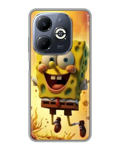 Чехол для Infinix Smart 8 Plus с картинкой «Губка Боб прыгает»