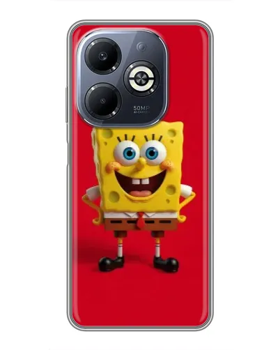 Чехол для Infinix Smart 8 Plus с картинкой «Спанч Боб на красном»
