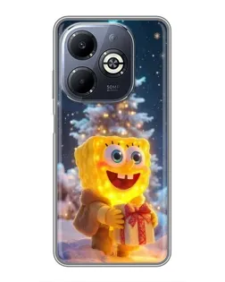 Чехол для Infinix Smart 8 Plus с картинкой «Рождественский Спанч Боб»
