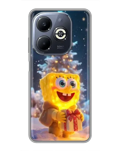 Чехол для Infinix Smart 8 Plus с картинкой «Рождественский Спанч Боб»