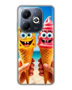 Чехол для Infinix Smart 8 Plus с картинкой «Спанч Боб мороженое»