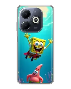 Чехол для Infinix Smart 8 Plus с картинкой «Спанч Боб под водой»