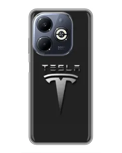 Чохол для Infinix Smart 8 Plus з картинкою «Сталевий логотип Tesla»