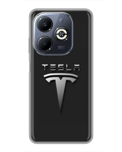 Чехол для Infinix Smart 8 Plus с картинкой «Стальной логотип Tesla»