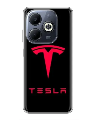 Чехол для Infinix Smart 8 Plus с картинкой «Tesla Red Logo»