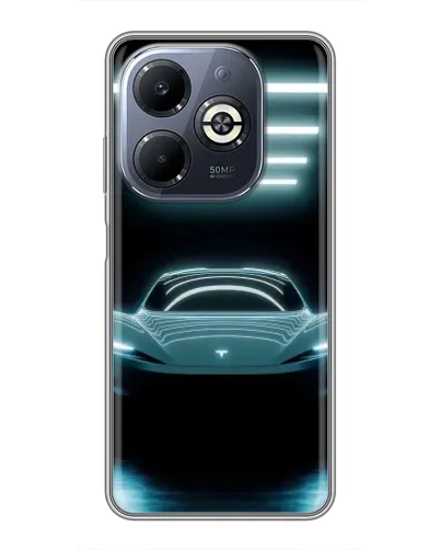 Чехол для Infinix Smart 8 Plus с картинкой «Tesla в неоне»
