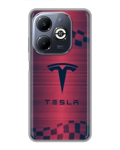 Чехол для Infinix Smart 8 Plus с картинкой «Тесла красный карбон»