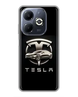 Чохол для Infinix Smart 8 Plus з картинкою «Tesla — срібне авто»