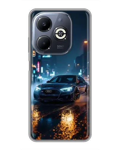 Чехол для Infinix Smart 8 Plus с картинкой «Ночной город и Audi»