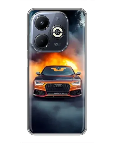 Чехол для Infinix Smart 8 Plus с картинкой «Audi в огненном дыму»