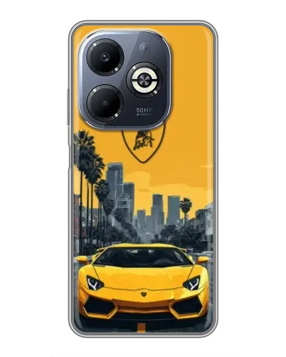 Чехол для Infinix Smart 8 Plus с картинкой «Желтый Lamborghini город» Чехол для Infinix Smart 8 Plus с картинкой «Желтый Lamborghini город»