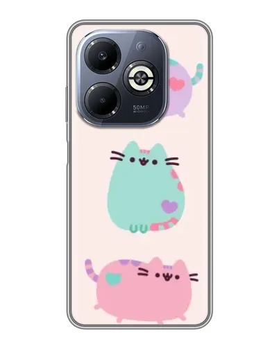 Чехол для Infinix Smart 8 Plus с картинкой «Pusheen трио»