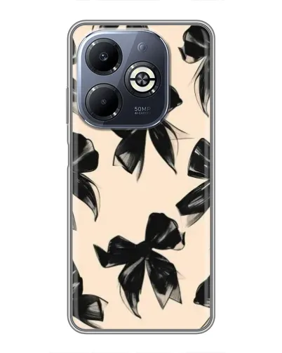 Чехол для Infinix Smart 8 Plus с картинкой «Паттерн черные банты» Чехол для Infinix Smart 8 Plus с картинкой «Паттерн черные банты»