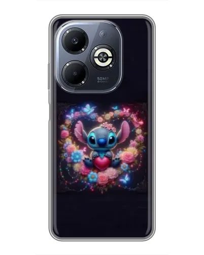 Чехол для Infinix Smart 8 Plus с картинкой «Stitch в цветах»