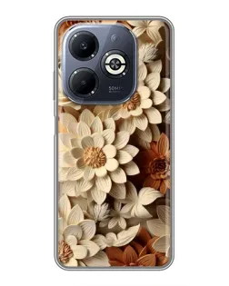 Чохол для Infinix Smart 8 Plus з картинкою «Бежевий флористичний декор»