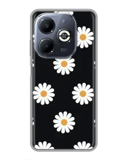 Чохол для Infinix Smart 8 Plus з картинкою «Ромашки на чорному»